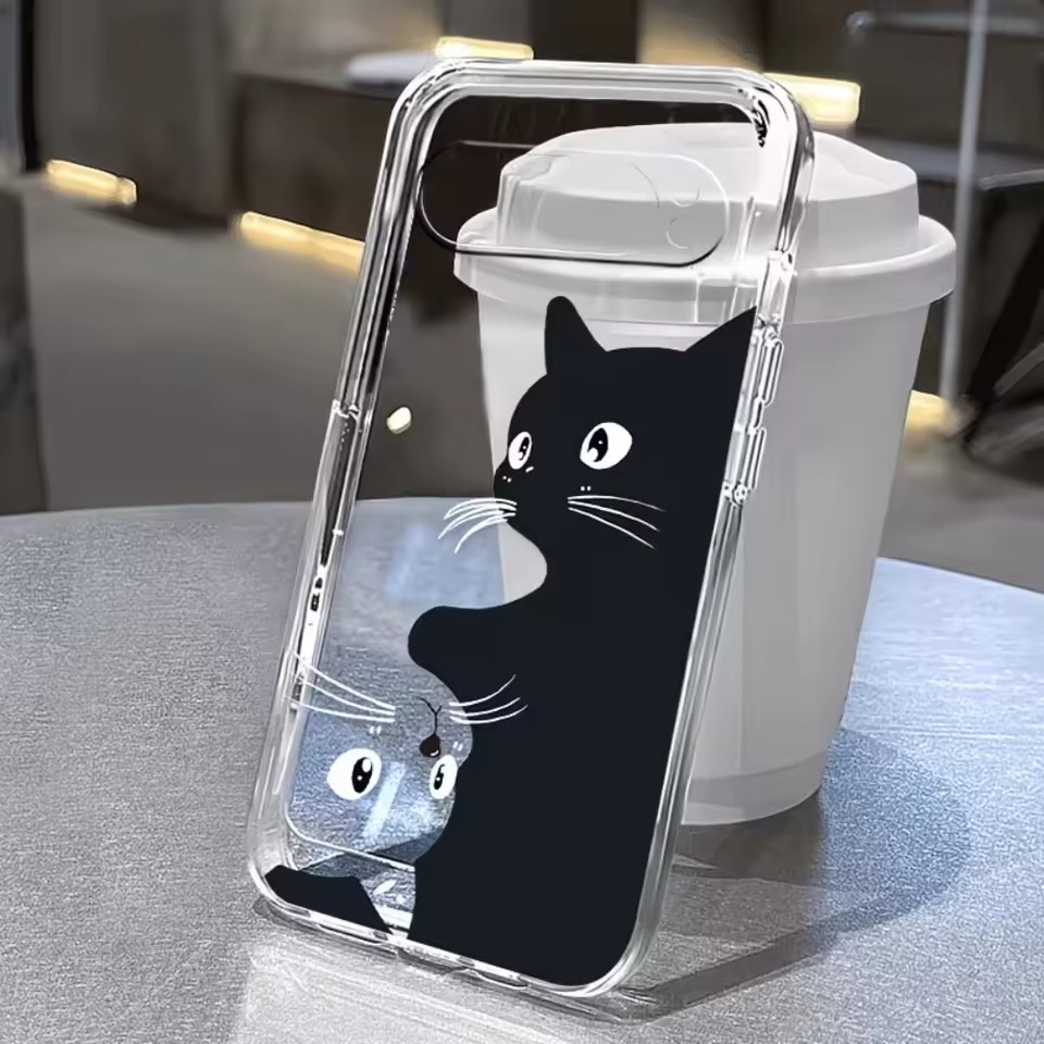 Google Pixel 8A - Hot Kawaii Cartoon Black Cat Pattern